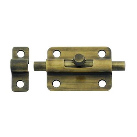 Dendesigns 3 in. Barrel Bolt- Antique Brass - Solid Brass DE3234316
